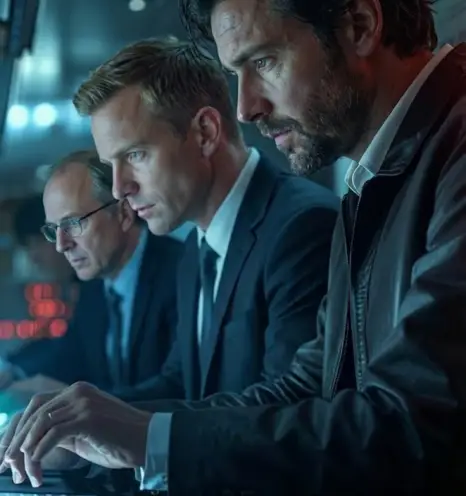 Investment analysts reviewing live crypto market data on trading screens